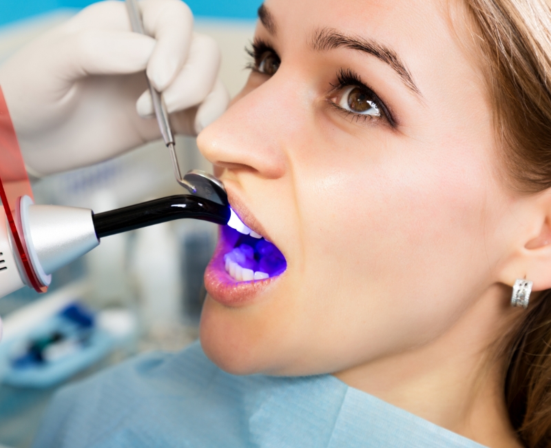 Patient receiving cosmetic dental bonding