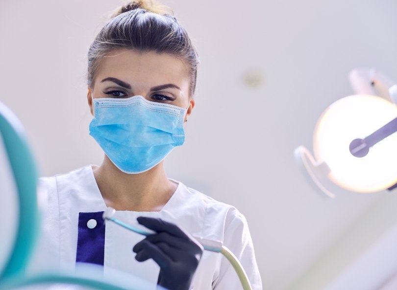 Dental team member wearing face mask