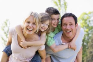 A family smiling.