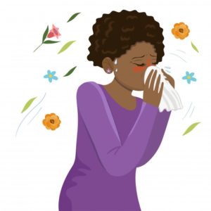 Woman with seasonal allergies illustration 